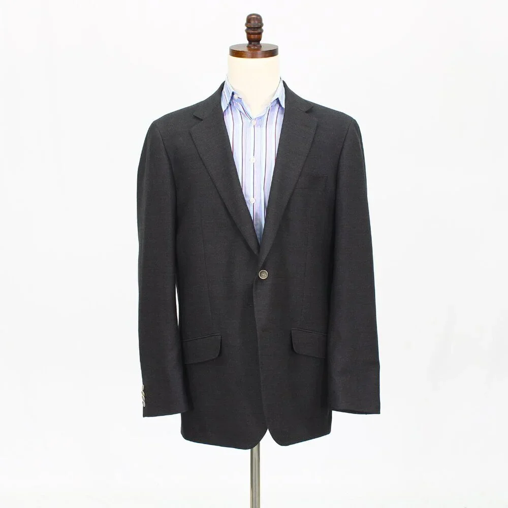 Saks Fifth Avenue 44L Brown Solid 2-Button Sport Coat Blazer Jacket T663